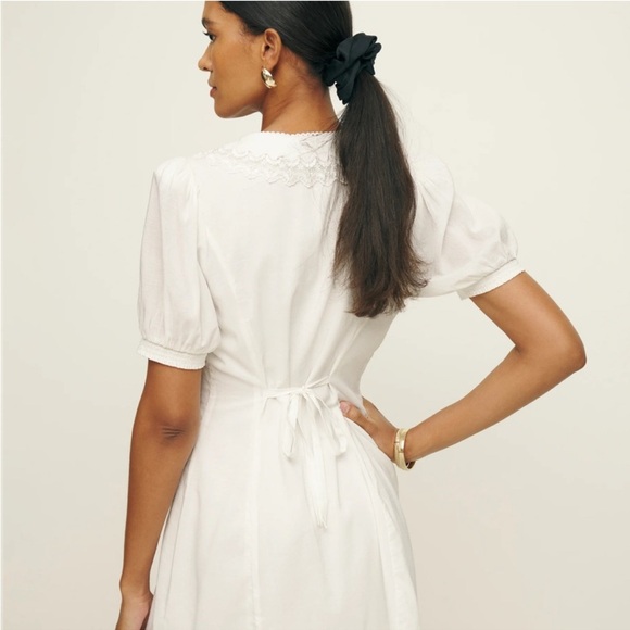 Reformation SIZE 4 Nonie white collared lace detail minu dress - Picture 2 of 7